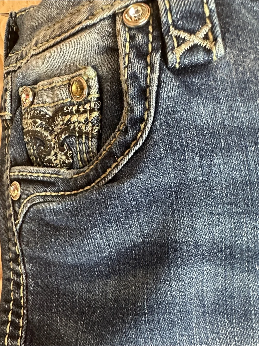 Rock Revival Women's Dark Blue‎ Skinny Jeans 25”x 32” Scotia